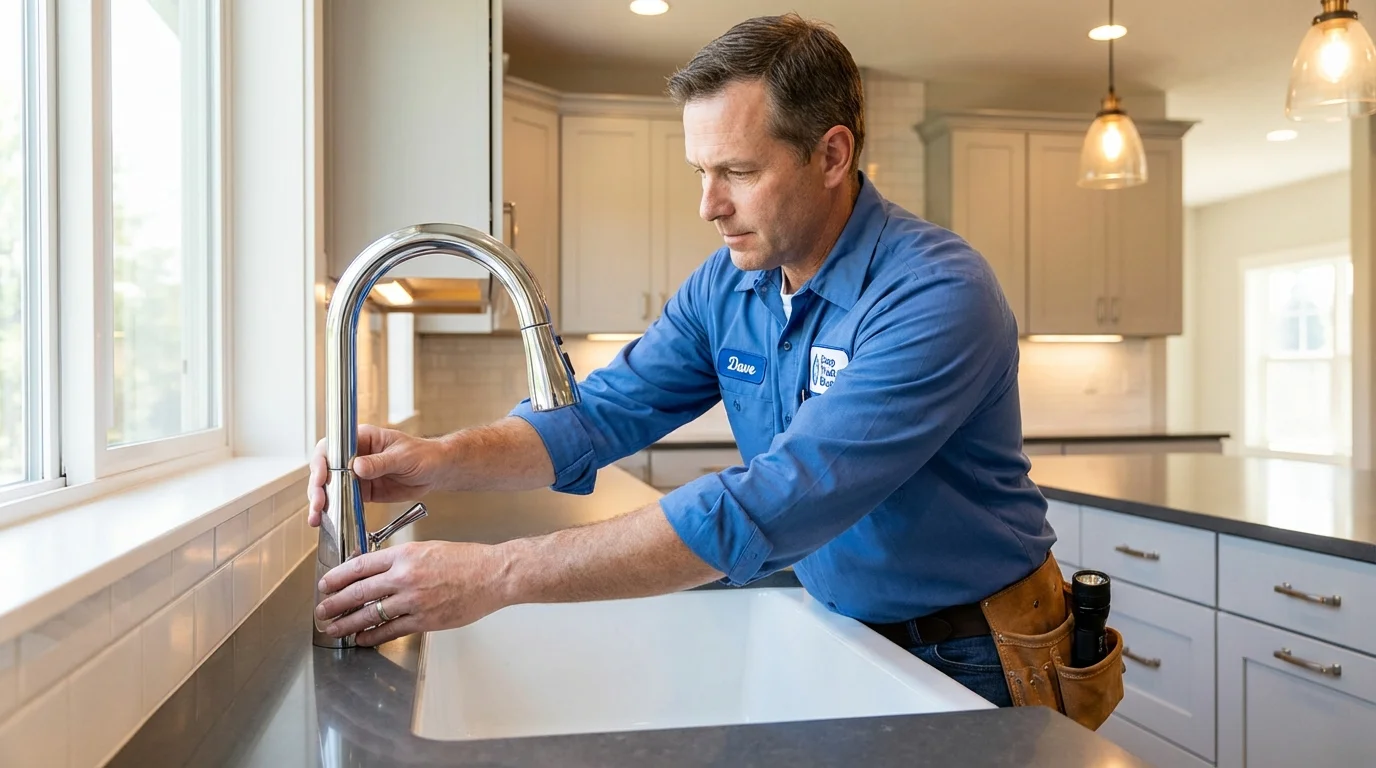 Kitchen faucet installation by Johns Plumbing LLC in Selden
