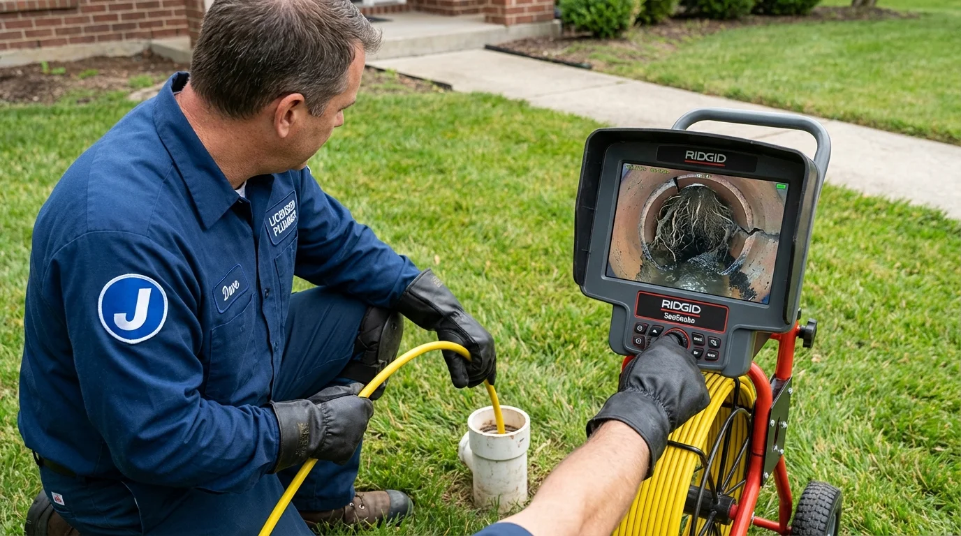 Sewer camera inspection being performed by Johns Plumbing LLC in Selden